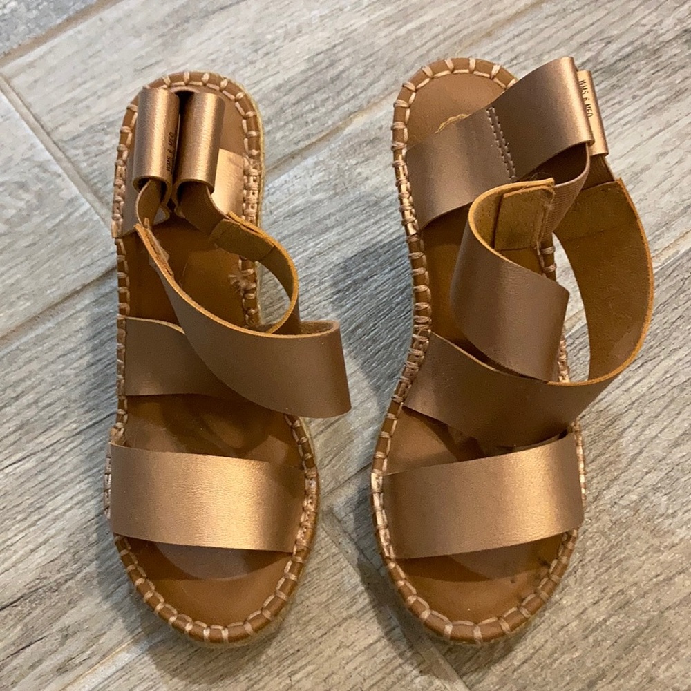 Lightly worn rose gold wedges